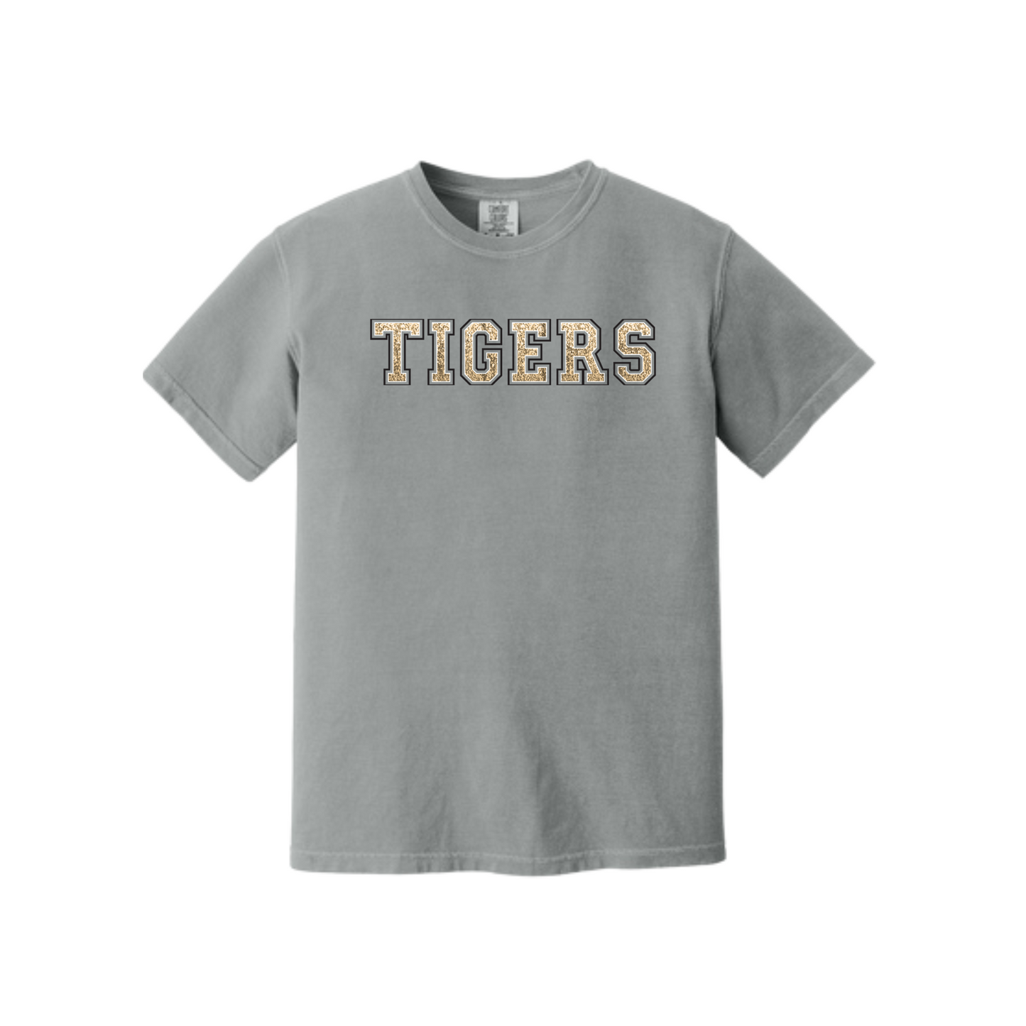 Glitter Varsity Tigers Comfort Colors Tee (Adult and Youth Size)