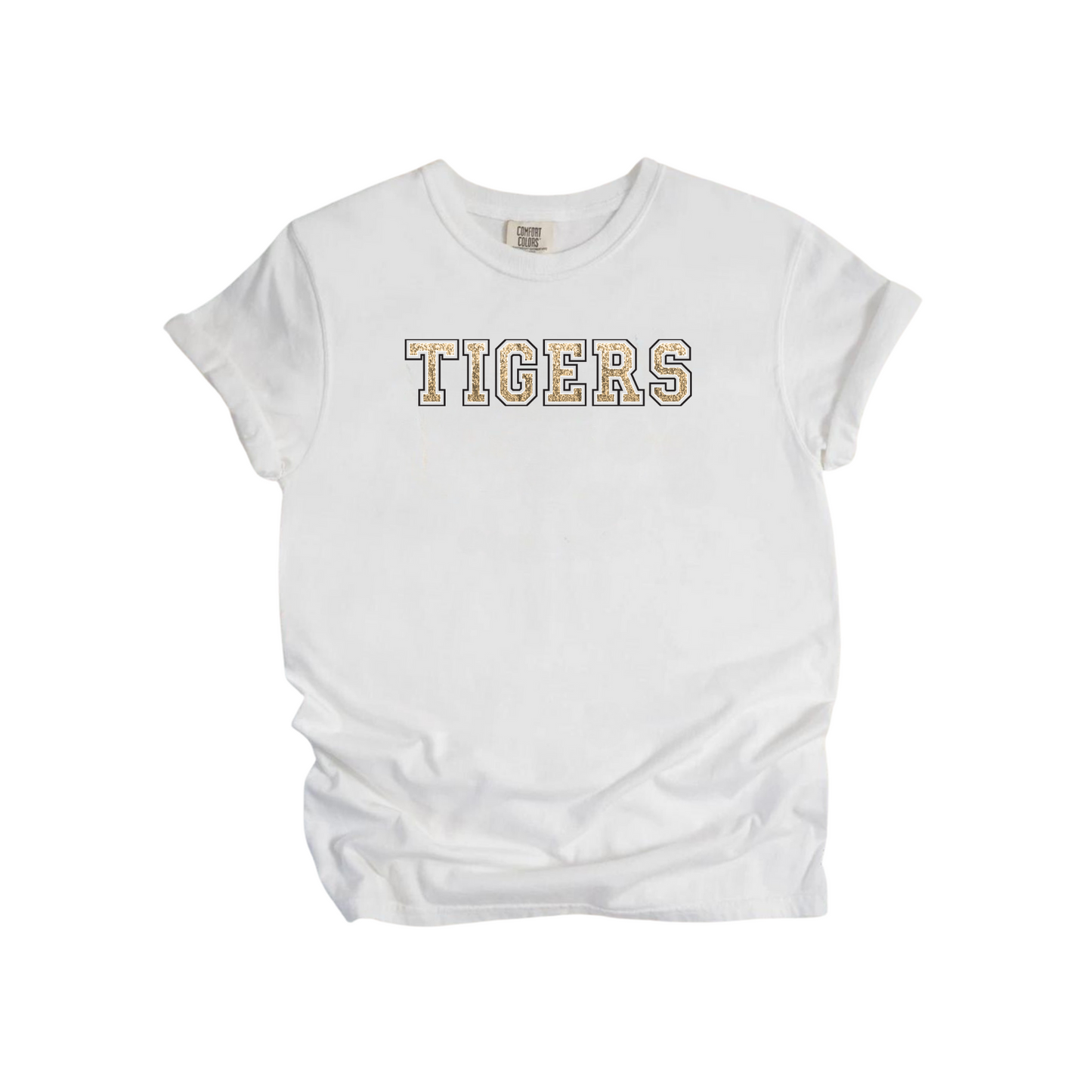 Glitter Varsity Tigers Comfort Colors Tee (Adult and Youth Size)