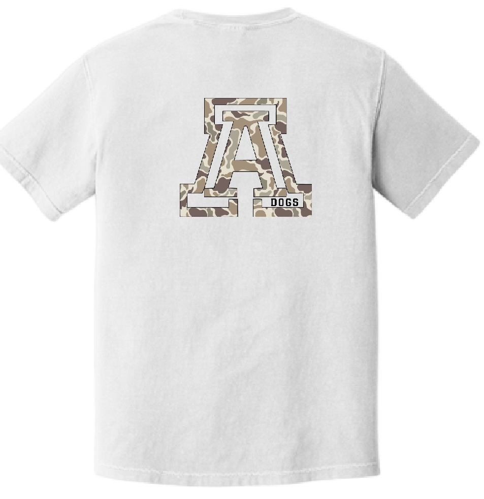 Andalusia Bulldogs Camo A Tee - White, back design