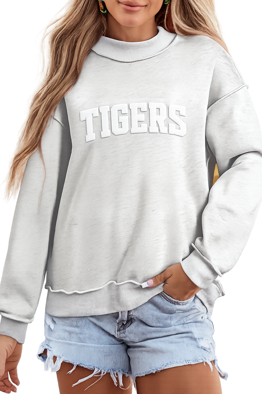 Mockneck Tiger Sweatshirt - Puff Print Gallery 334