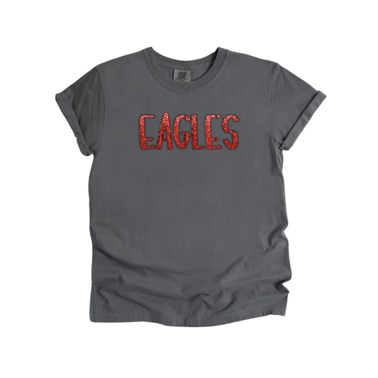 Glitter Handwritten EAGLES Comfort Colors Tee (Adult and Youth Size)