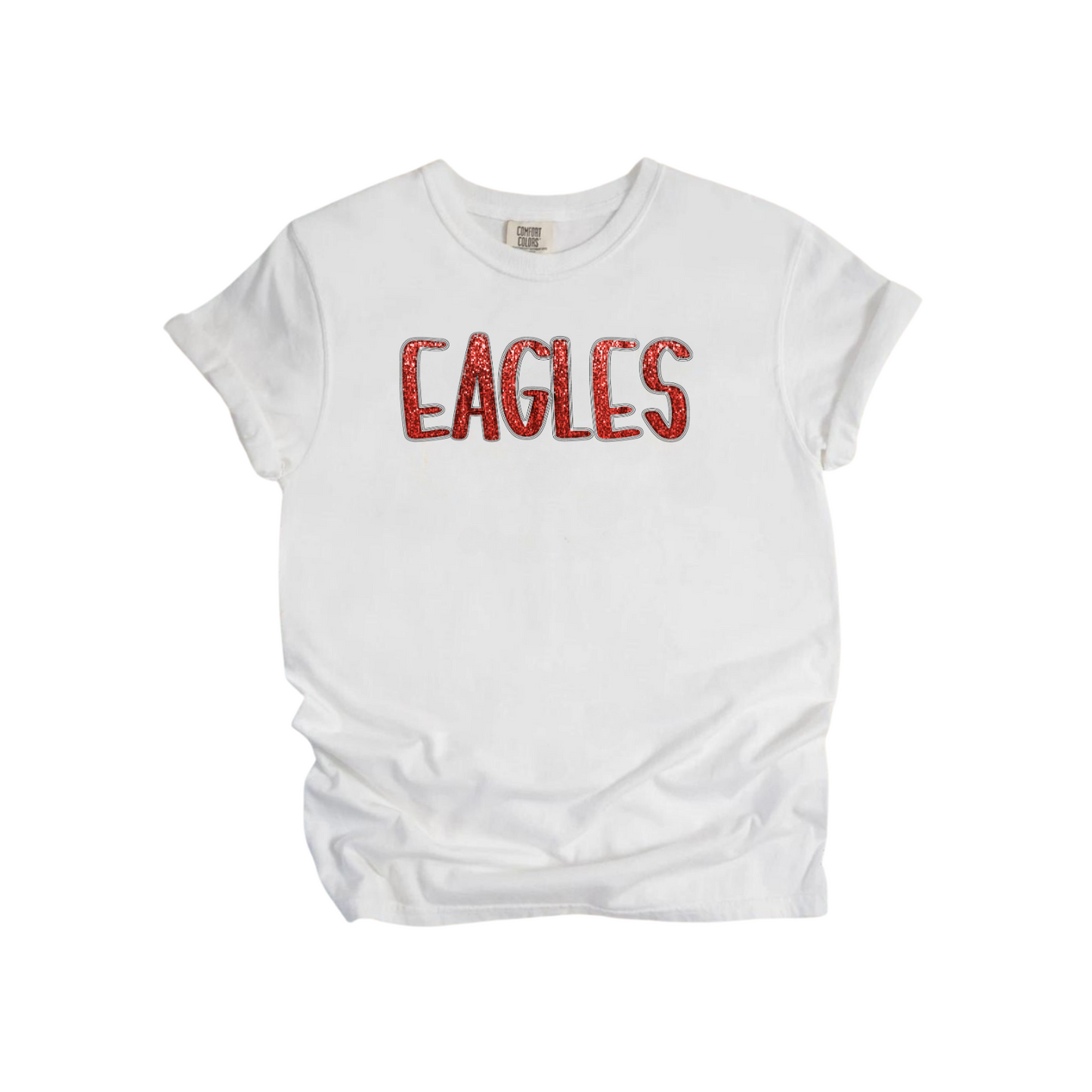 Glitter Handwritten EAGLES Comfort Colors Tee (Adult and Youth Size)