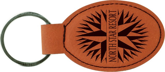 Customized Leatherette Oval Keychains