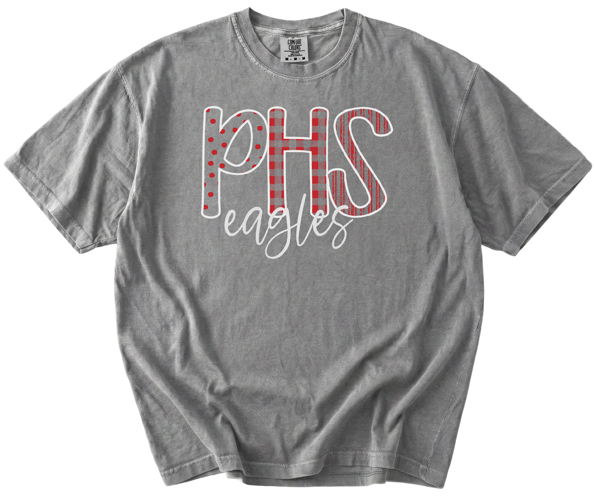 Pleasant Home Eagles PHS Comfort Colors Shirt | Patterned Letter Eagles T-Shirt Gallery 334