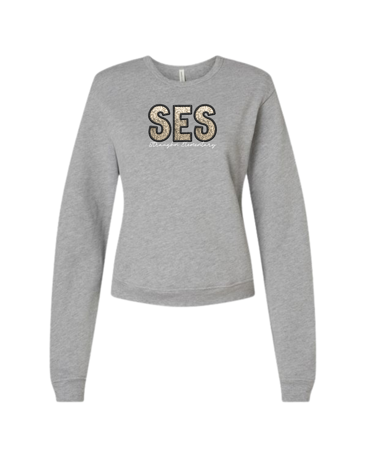 Faux Glitter Embroidery Sweatshirt- Straughn Tigers