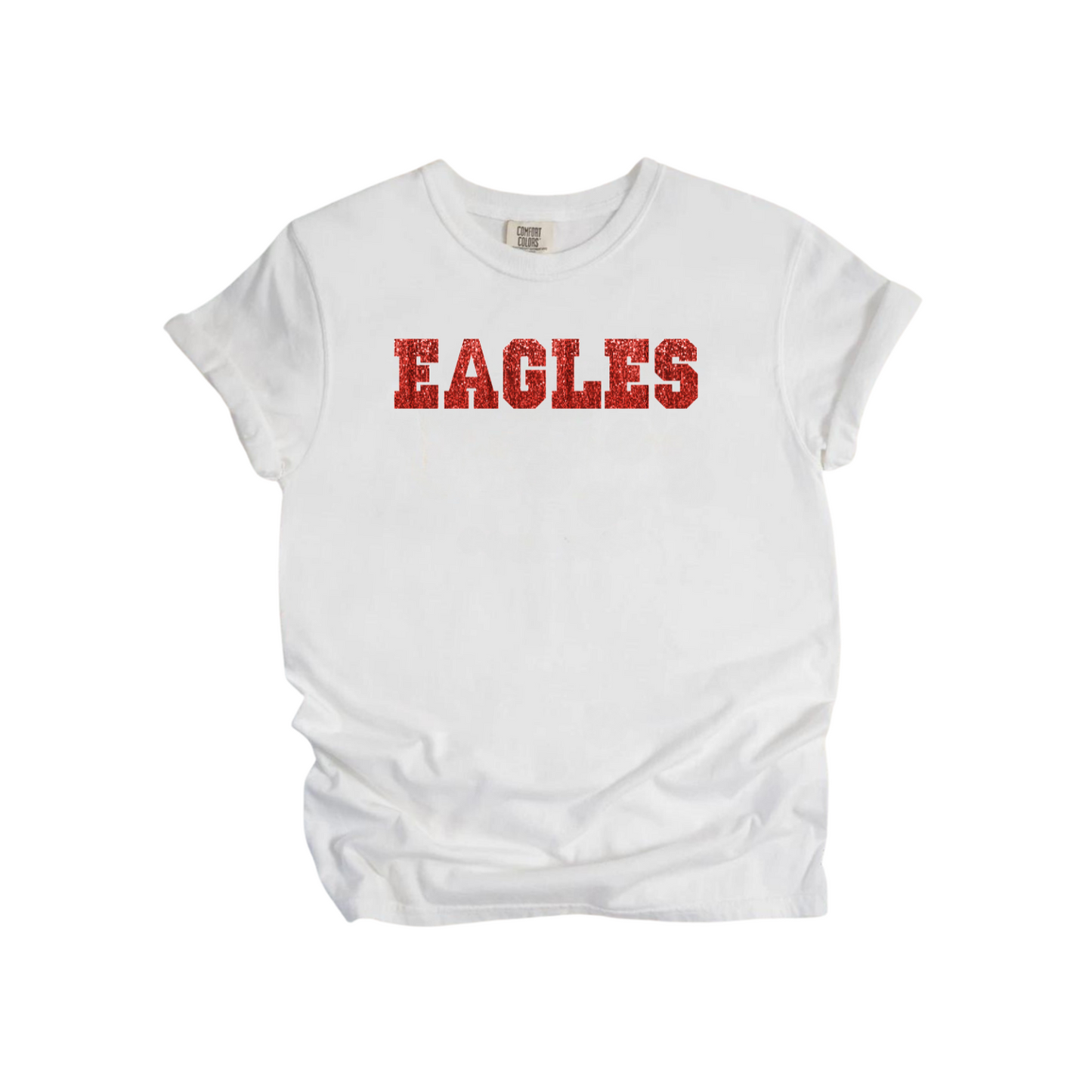 Glitter Varsity EAGLES Comfort Colors Tee (Adult and Youth Size)