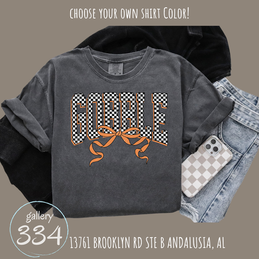 Checkered Gobble- Comfort Color 1717 Short Sleeve T-Shirt