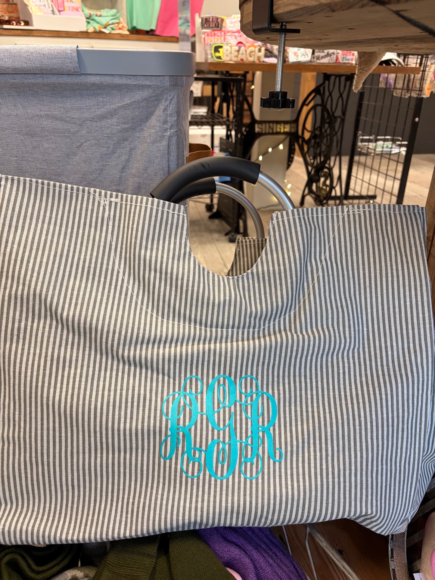 Collapsible Fabric Laundry Bag with Metal Handles Selini New York