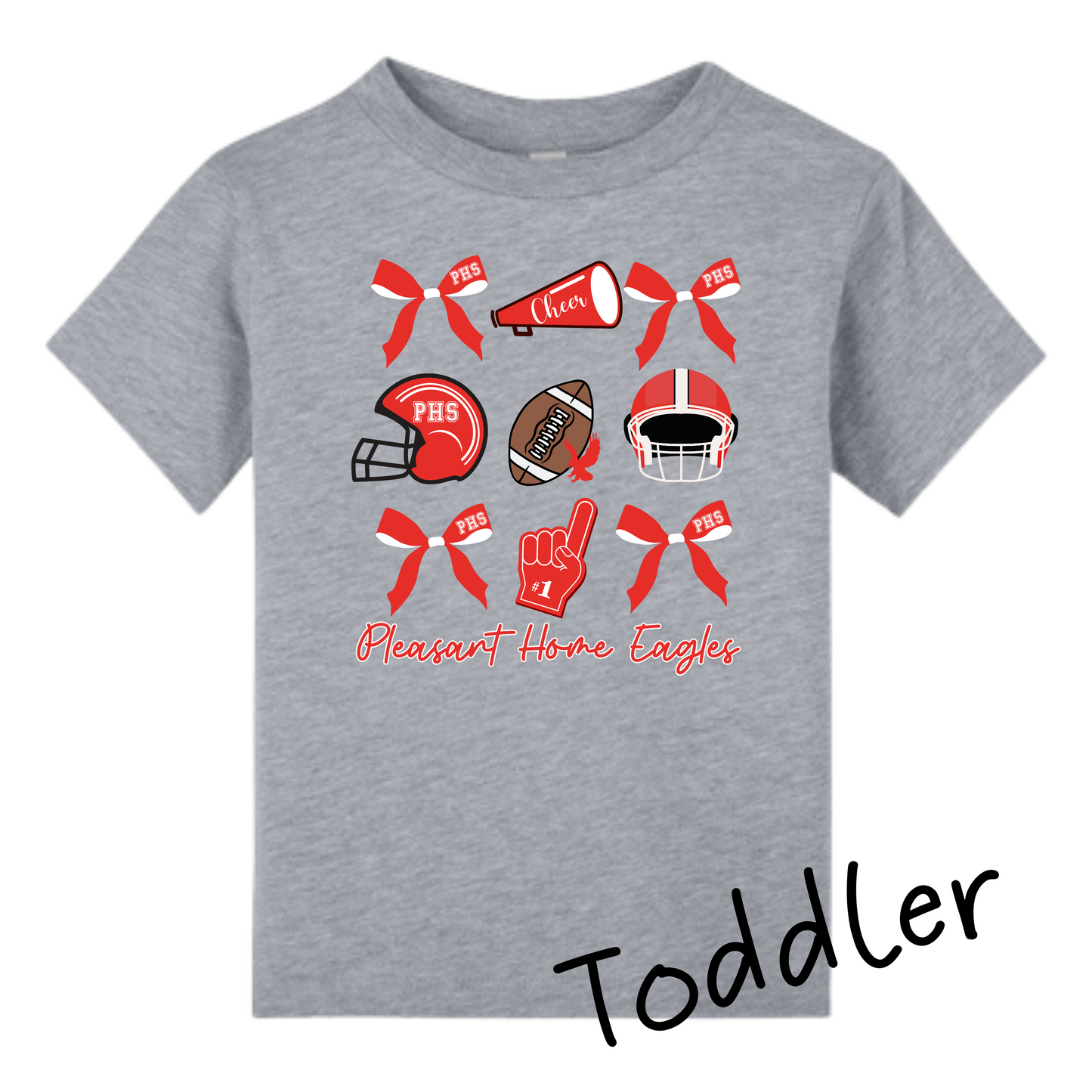 Bella Canvas Pleasant Home  School Football Bow Collage T-Shirt