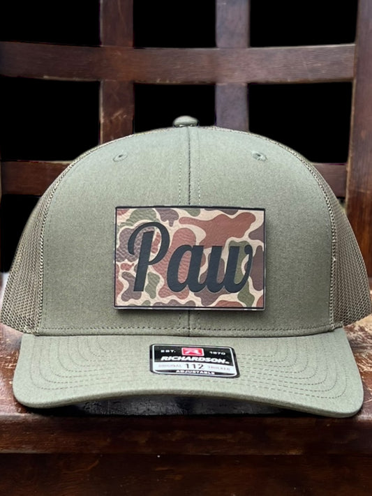 Paw Camo Leatherette Patch Hat Richardson 112