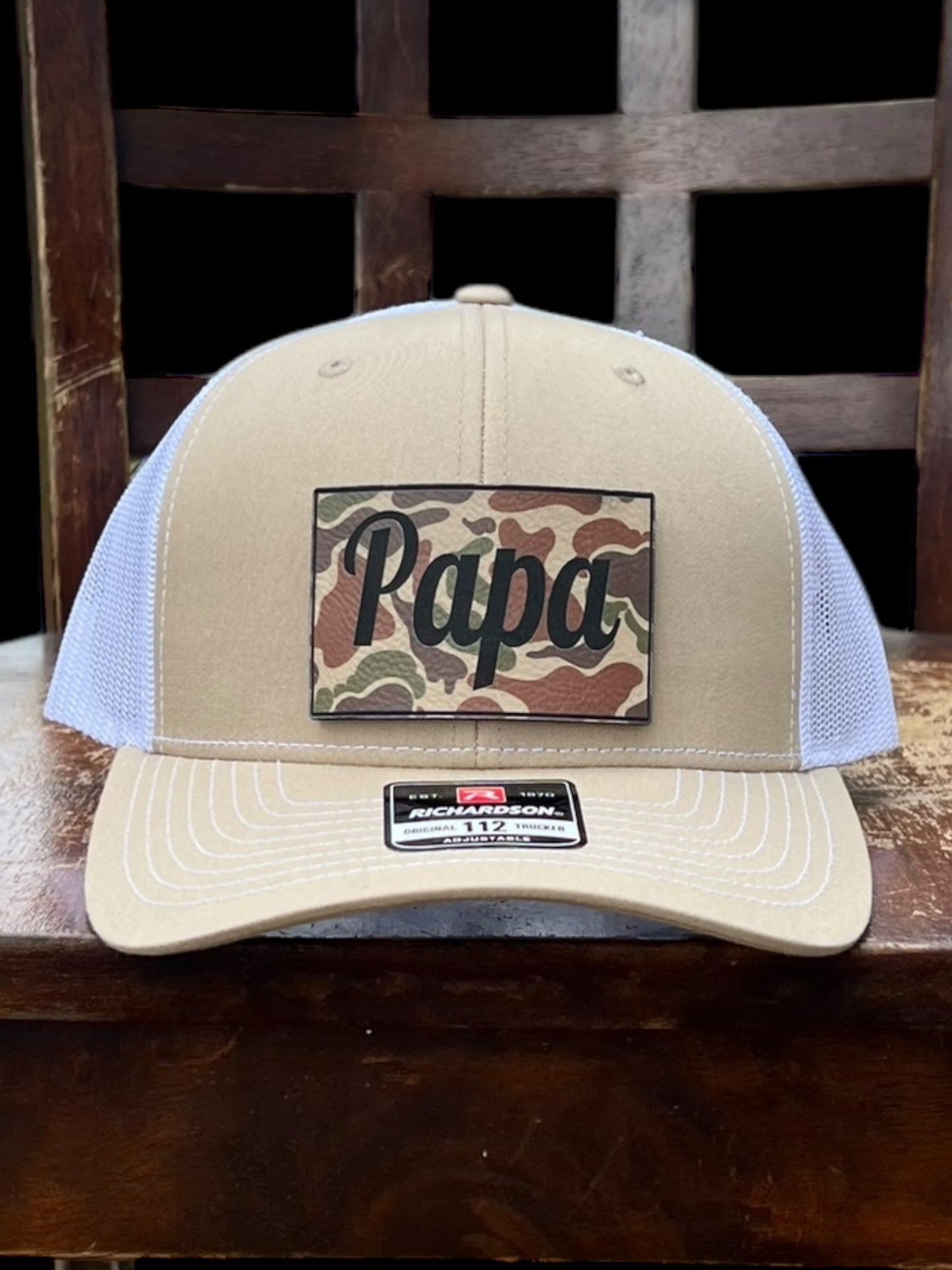 Papa Camo Leatherette Patch Hat Richardson 112