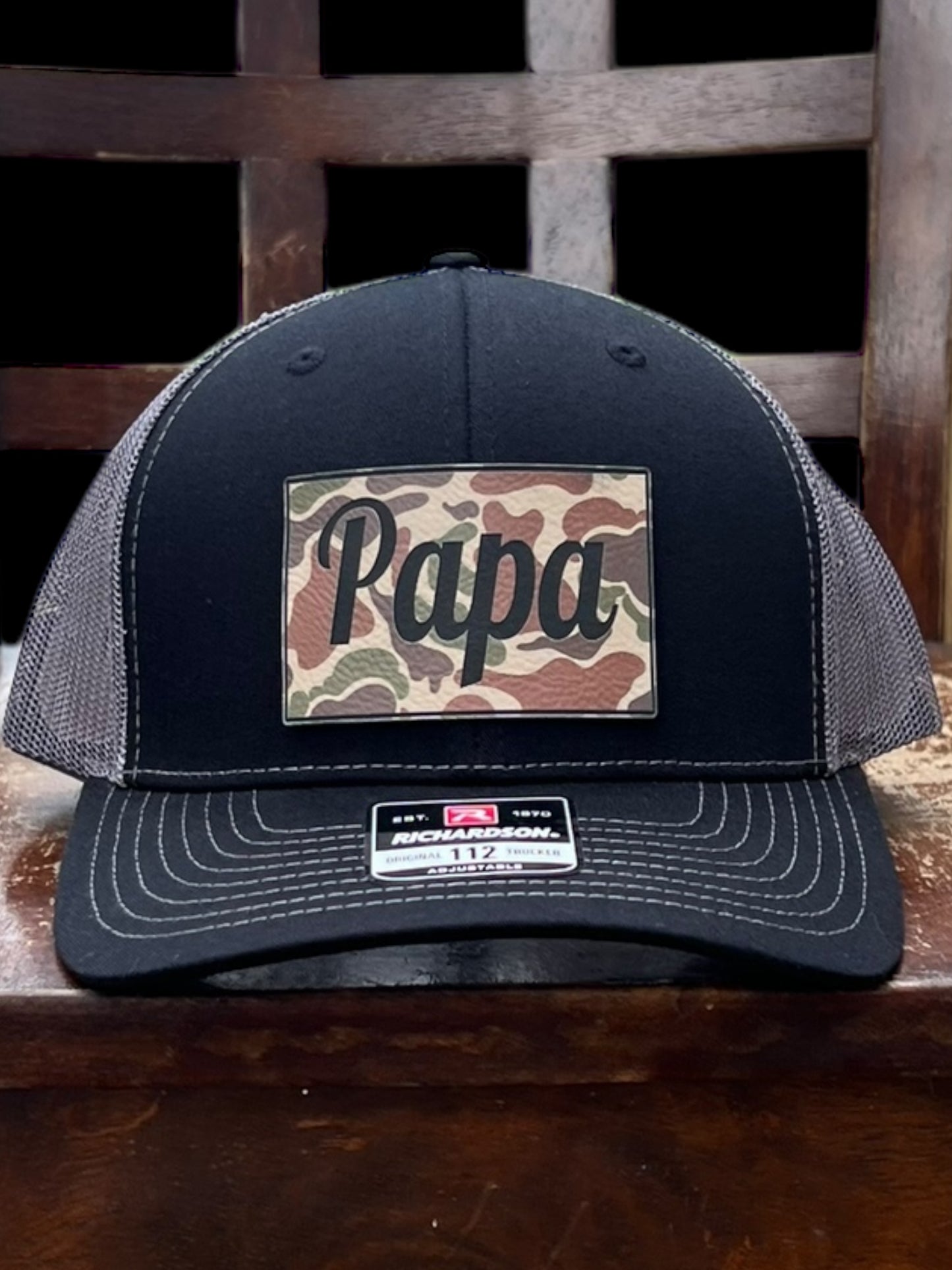 Papa Camo Leatherette Patch Hat Richardson 112