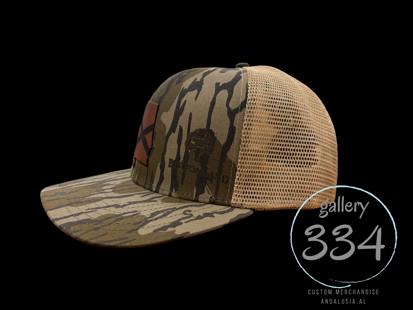 Alabama State Flag Leather Patch Trucker Hat — Bottomland Camo Snapback Gallery 334