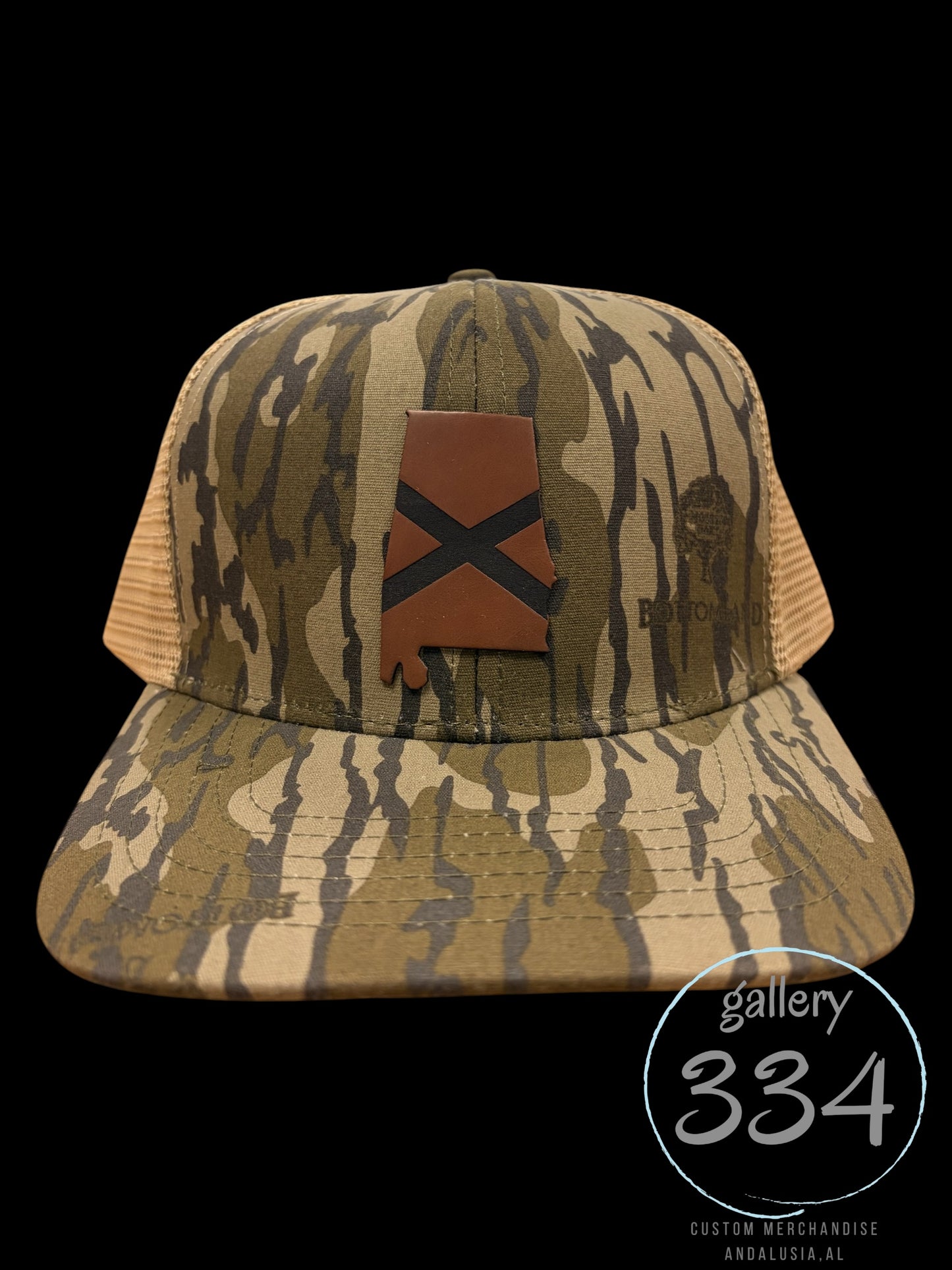 Alabama State Flag Leather Patch Trucker Hat — Bottomland Camo Snapback Gallery 334