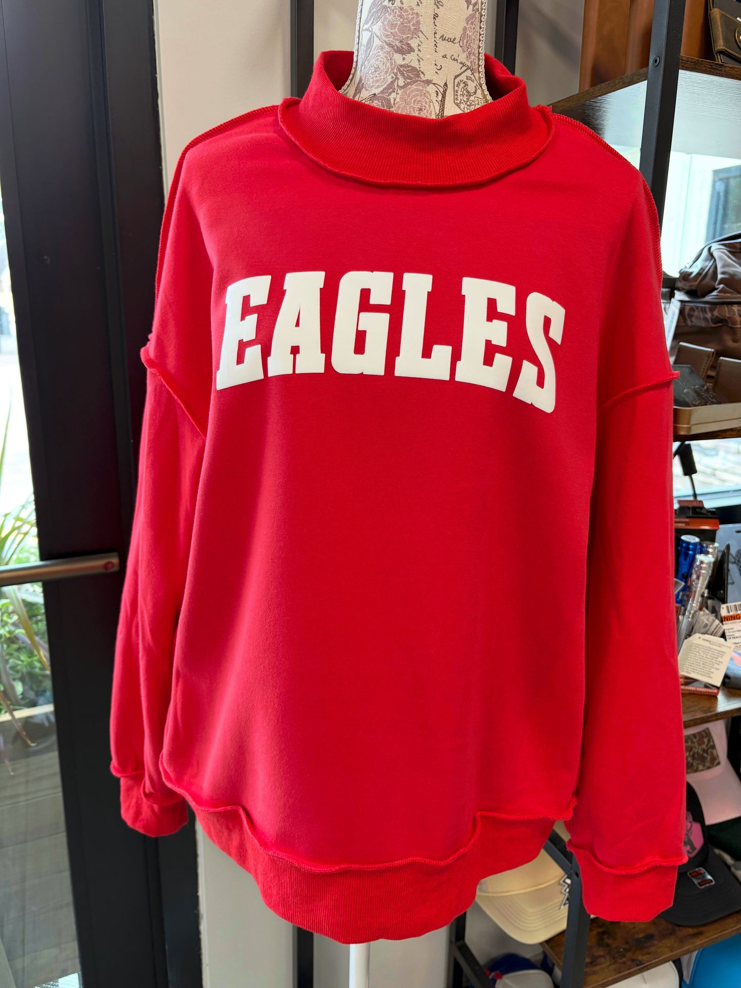 Mockneck EAGLES Sweatshirt - Puff Print Gallery 334