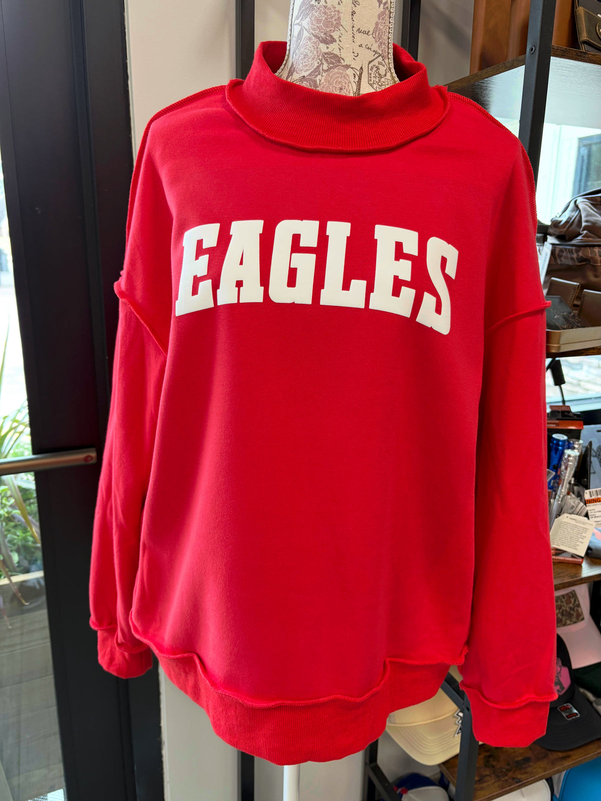 Mockneck EAGLES Sweatshirt - Puff Print Gallery 334