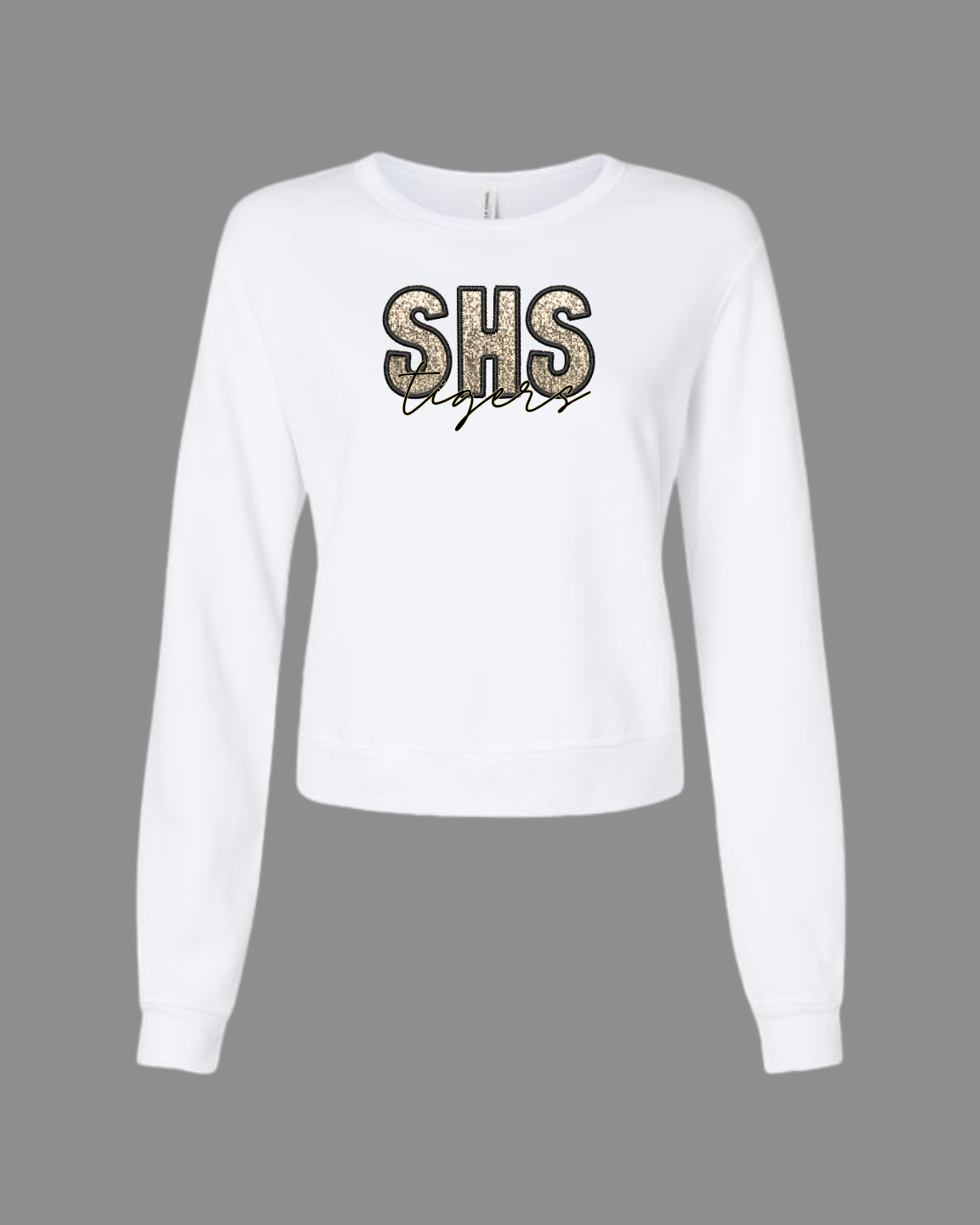 Faux Glitter Embroidery Sweatshirt- Straughn Tigers