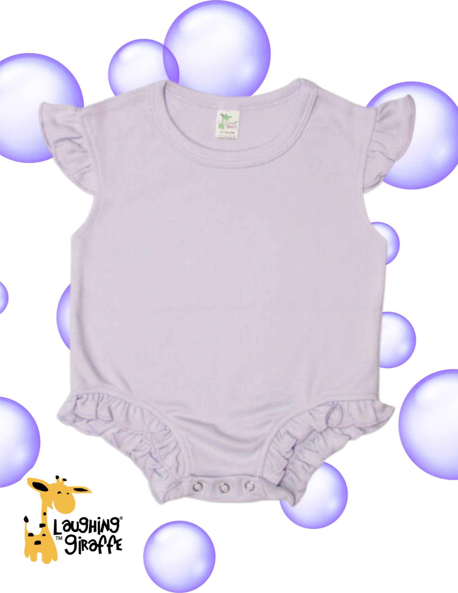 Adorable Cute Baby Girl Flutter Sleeve Ruffle Bubble Romper Laughing Giraffe