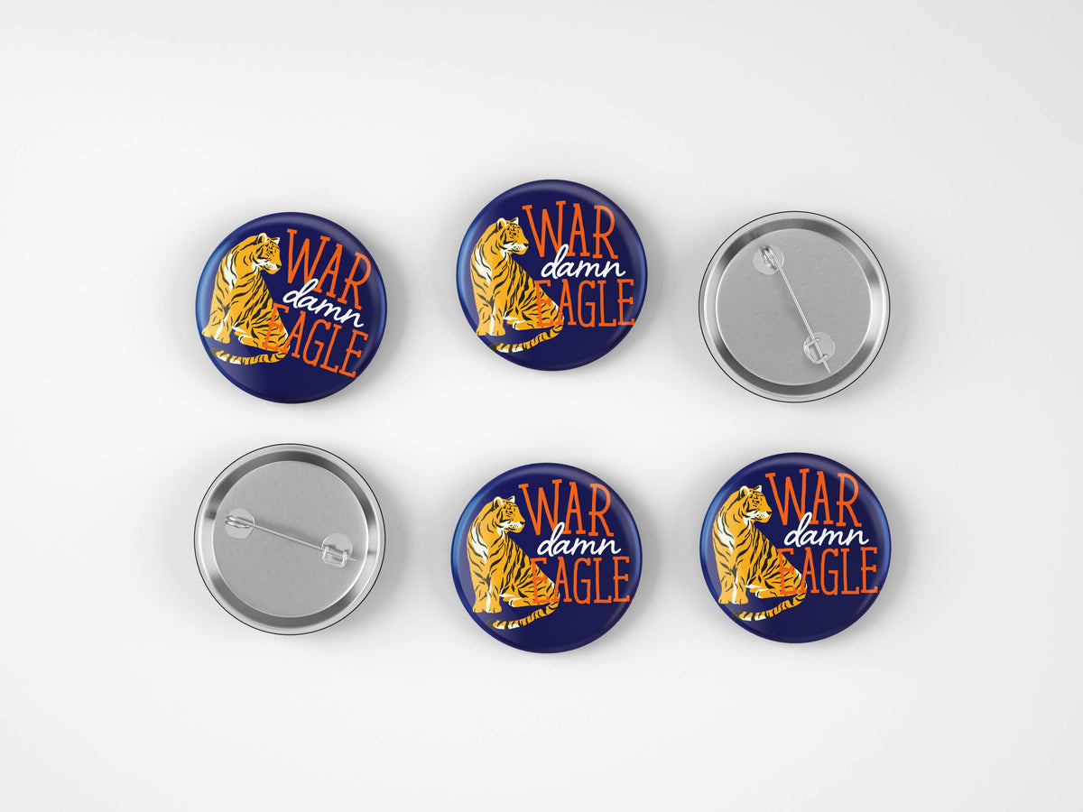 Auburn War Damn Eagle Sitting Tiger Button Cute As A Button
