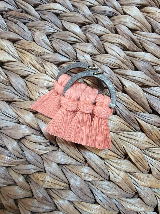 Pumpkin Wood Macrame Earrings
