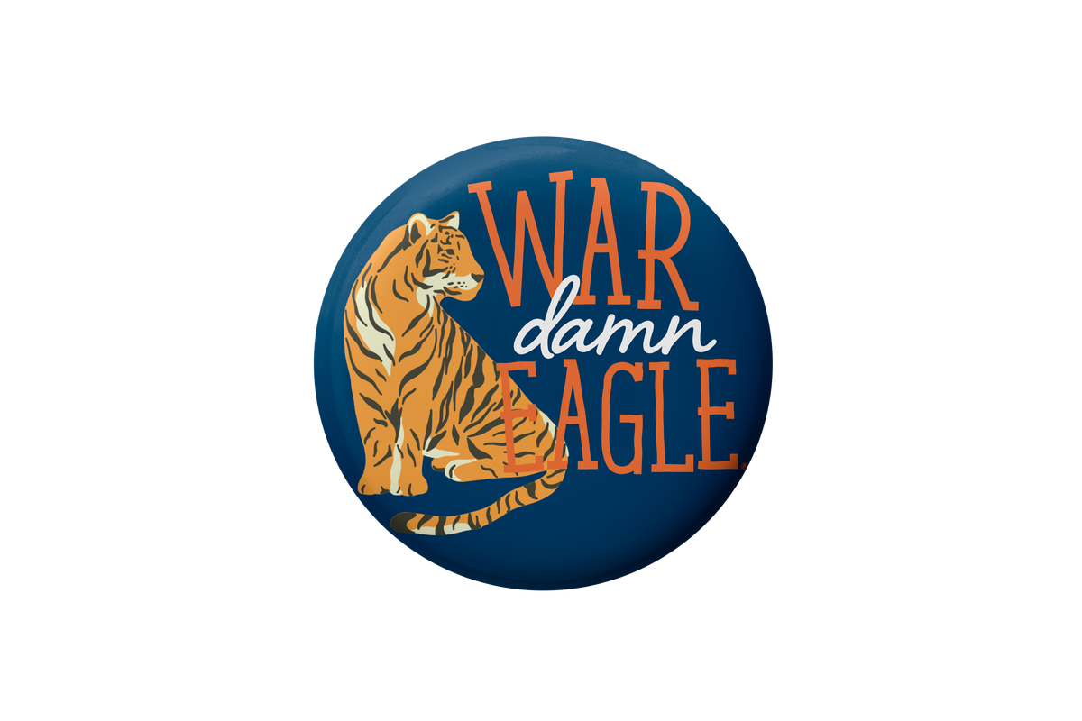 Auburn War Damn Eagle Sitting Tiger Button Cute As A Button