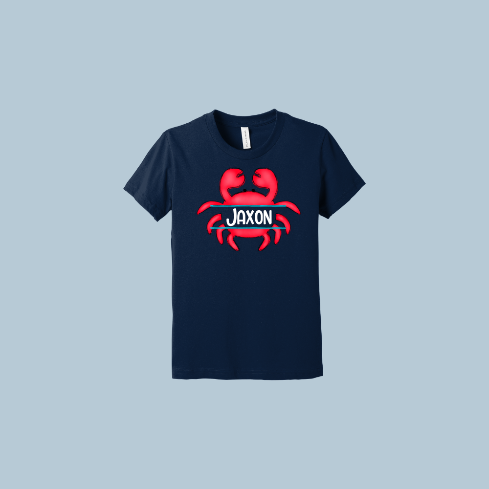 Crab Custom T-Shirt-Youth Bella Canvas Navy