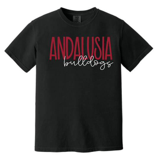 Andalusia Bulldogs Comfort Colors tee - Black