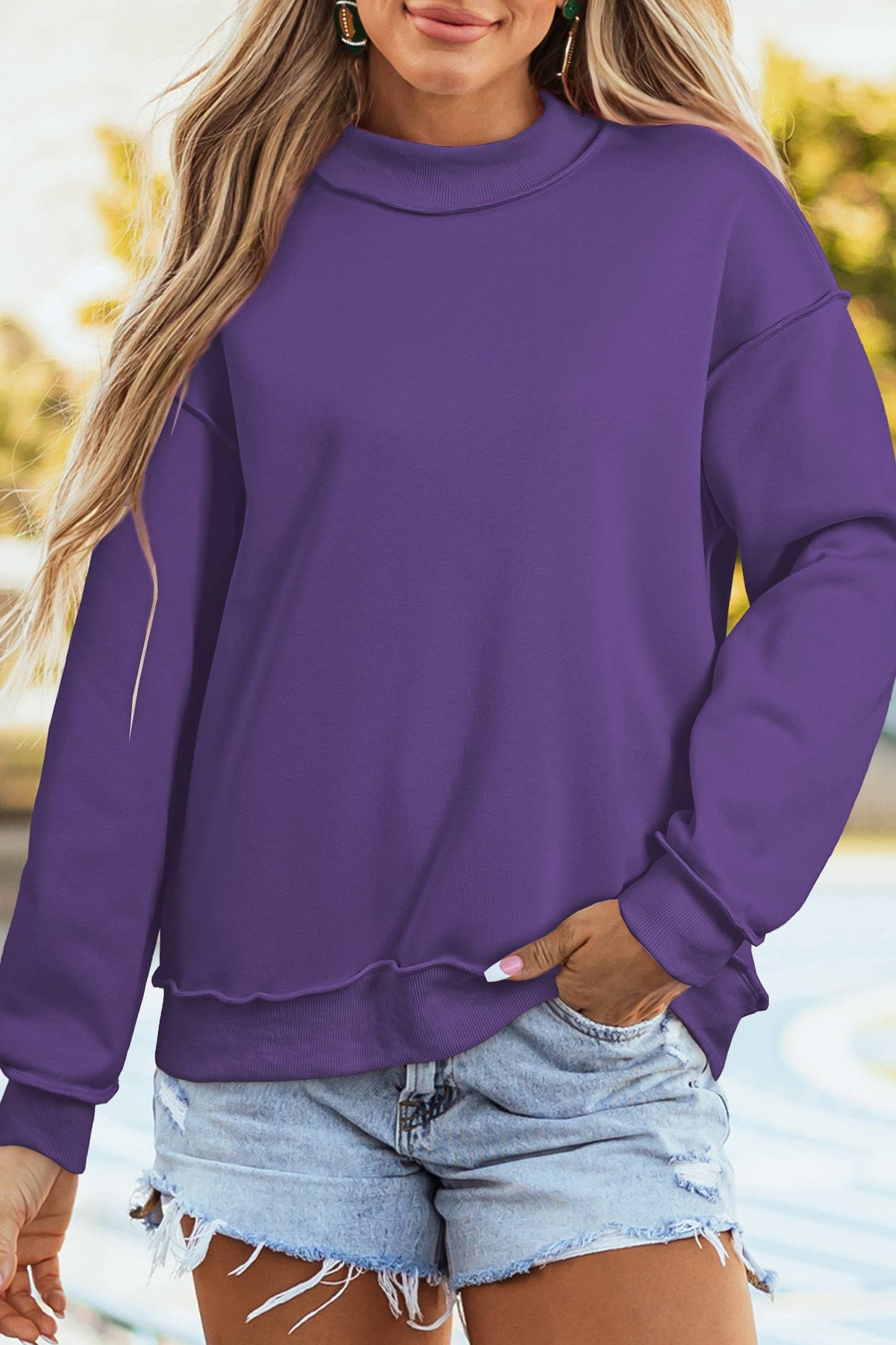 HOT Oversize Reversible Mock Neck Sweatshirt| S-4X Little Daisy Closet