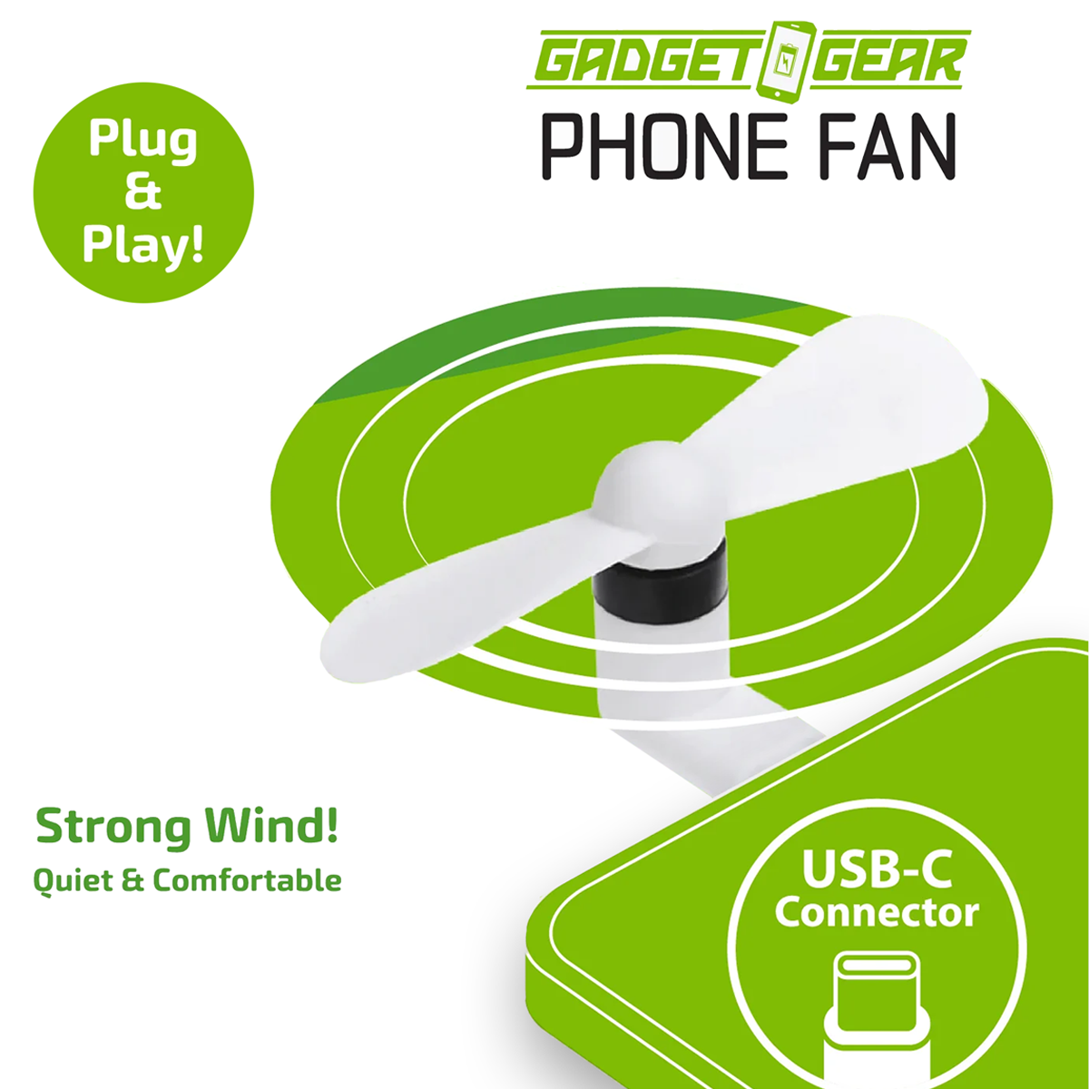 Gadget Gear USB-C Cell Phone Fan Attachment - 6/Display