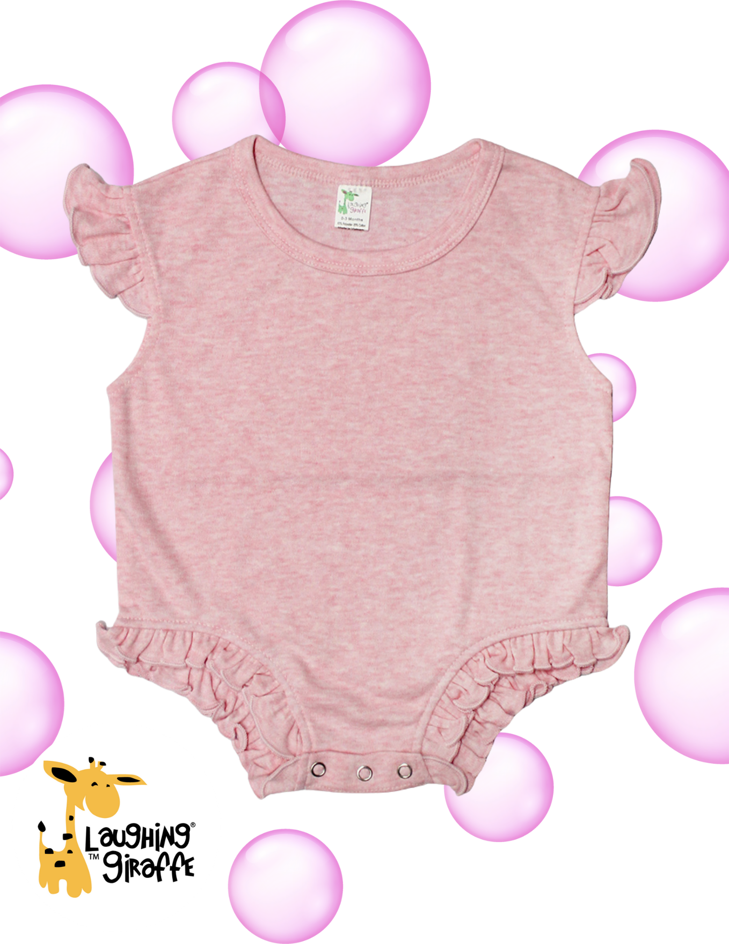 Adorable Cute Baby Girl Flutter Sleeve Ruffle Bubble Romper Laughing Giraffe