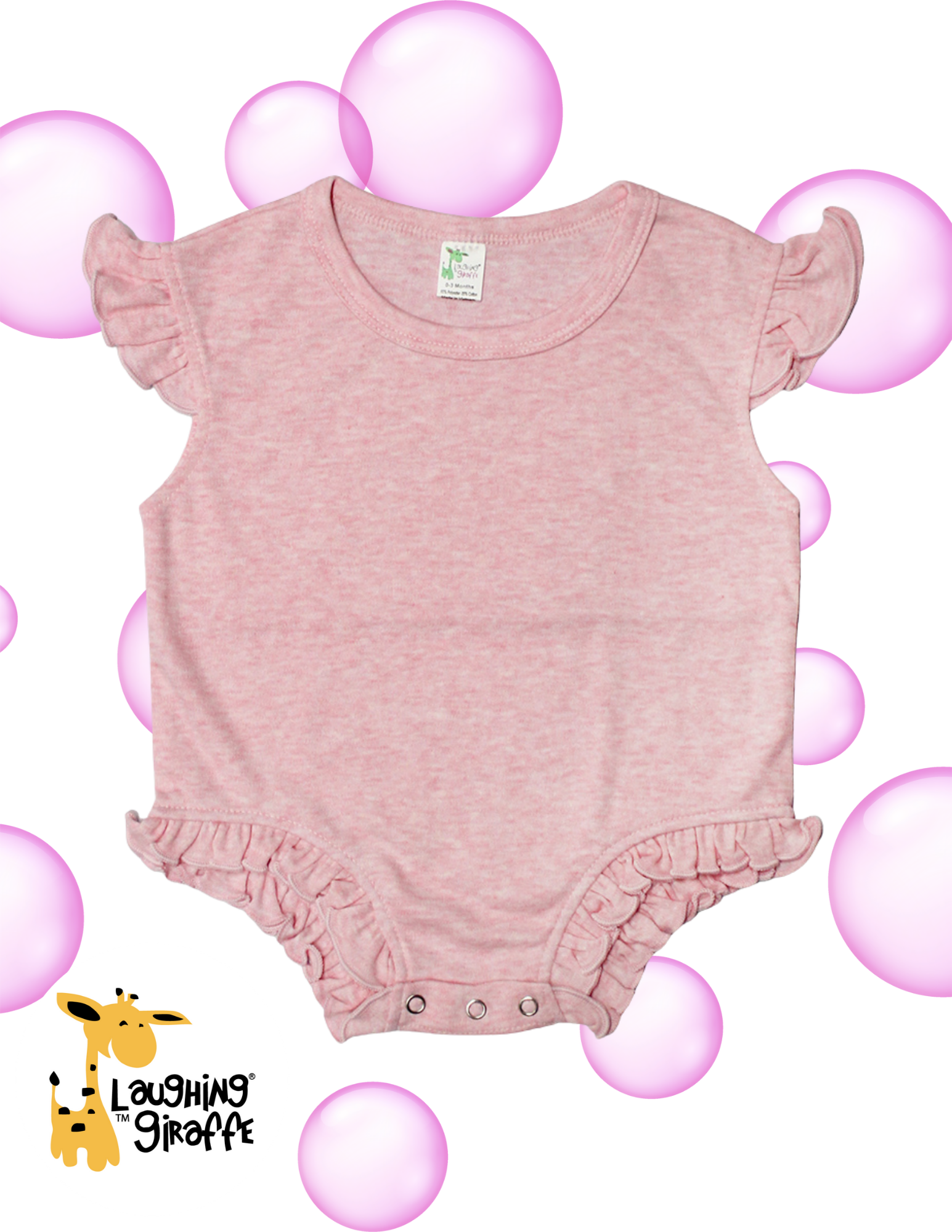 Adorable Cute Baby Girl Flutter Sleeve Ruffle Bubble Romper Laughing Giraffe
