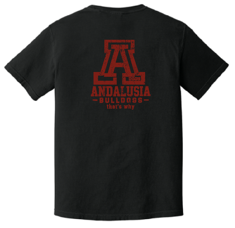 Andalusia Bulldogs Block A Tee - Black, back design