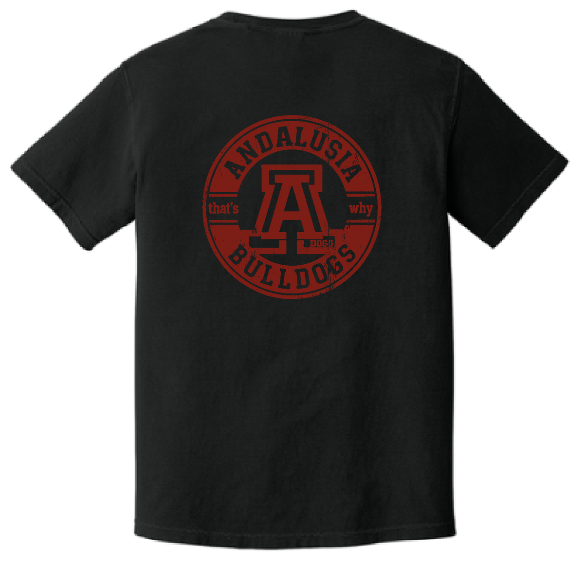 Andalusia Bulldogs Circle Stamp Tee - Black, back design