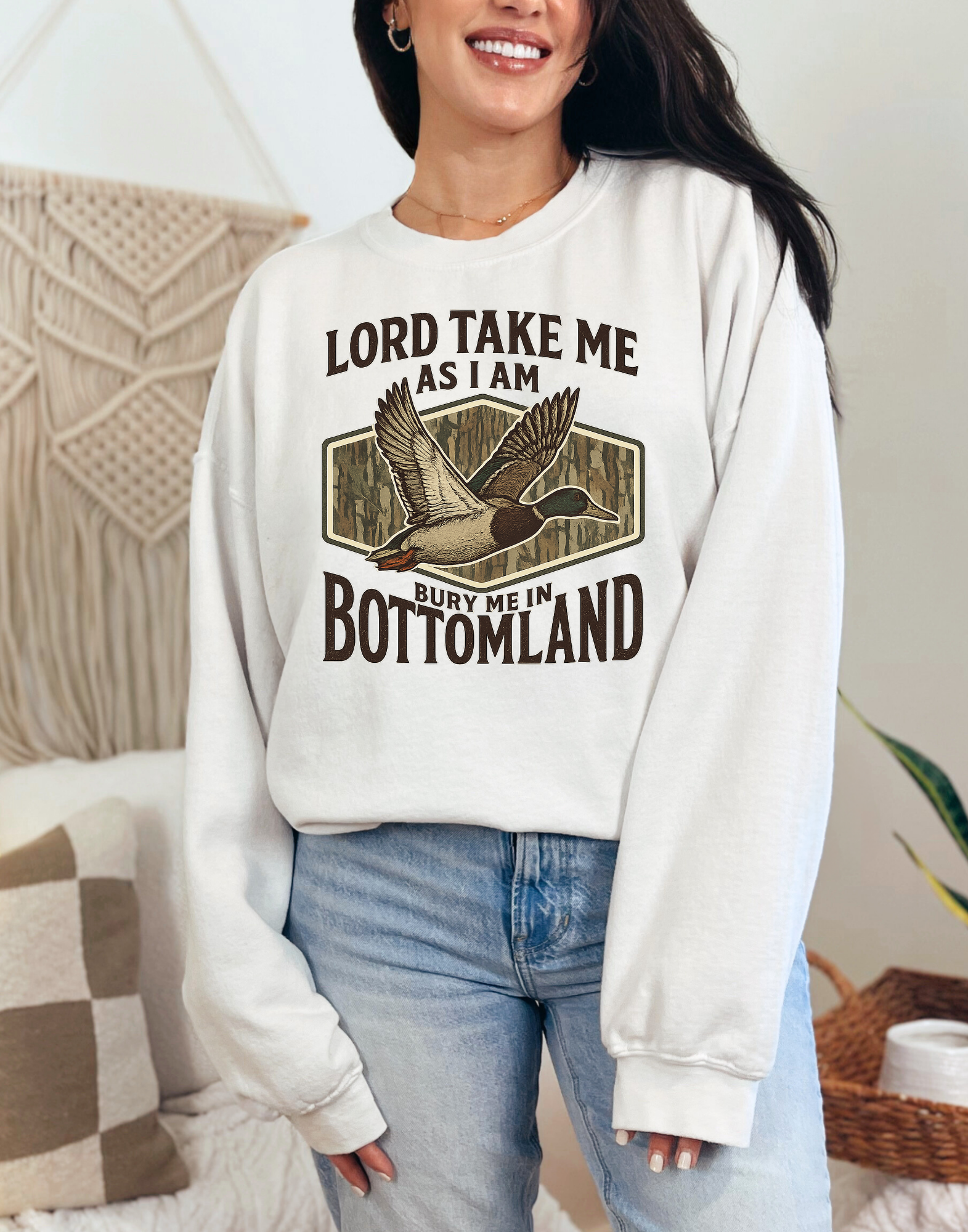 Bottomland Camo Sweatshirt - Lord Take Me As I Am Bury Me In Bottomland Gildan