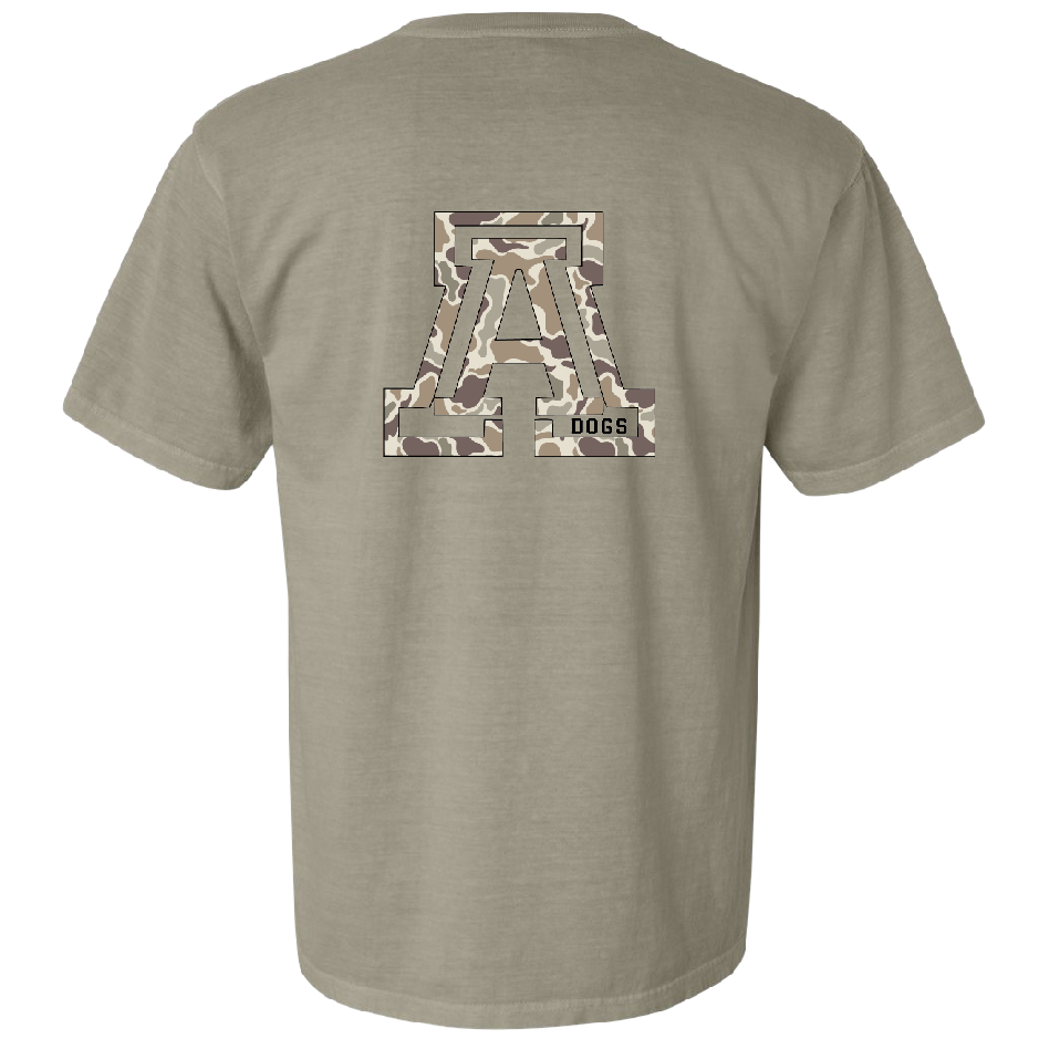 Andalusia Bulldogs Camo A Tee - Sandstone, back design