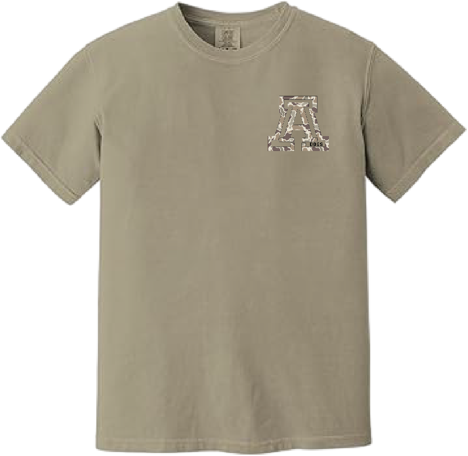Andalusia Bulldogs Camo A Tee - Sandstone, front