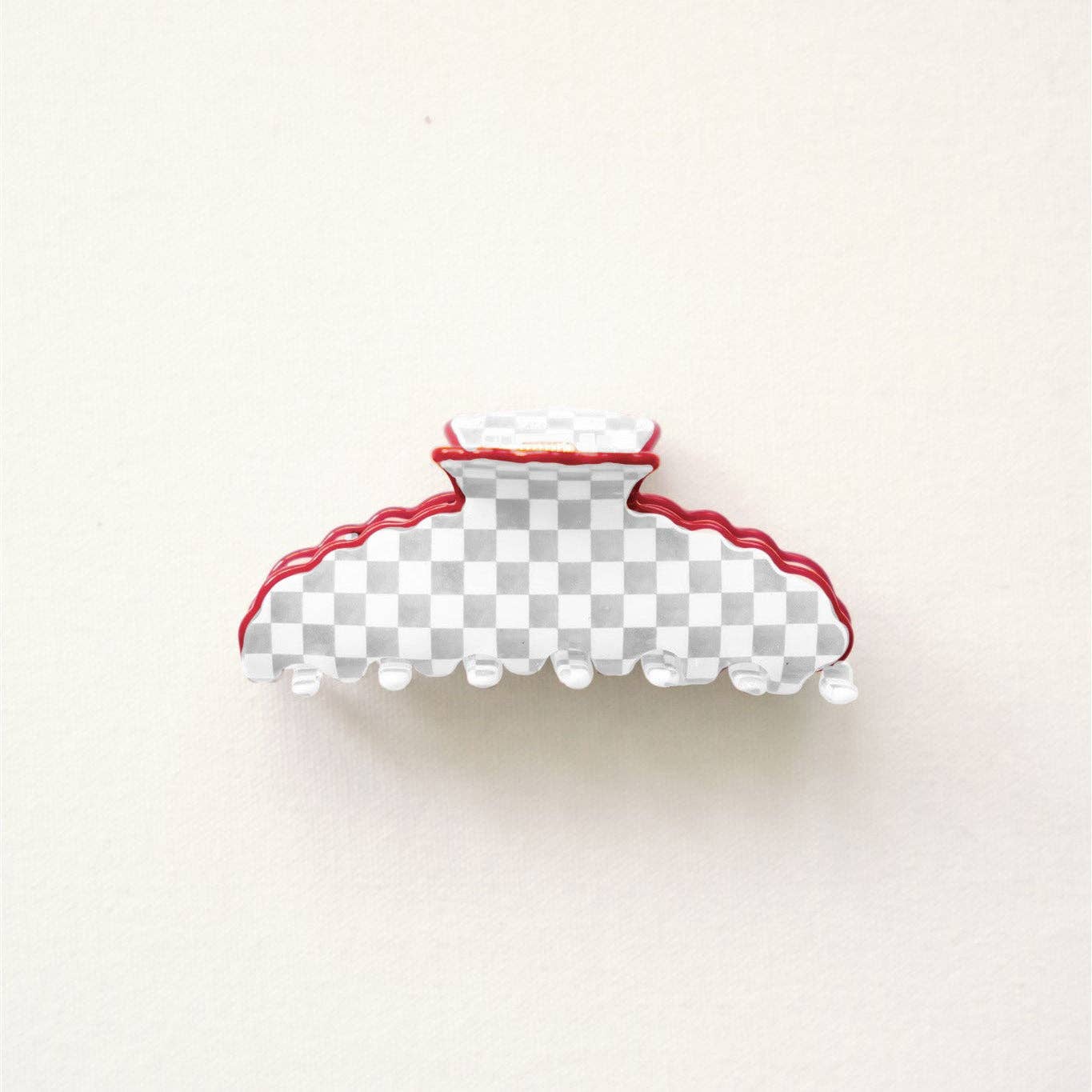 Gray and White Scalloped Claw Clip Gracefully Made Art