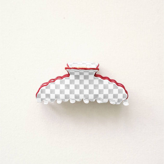 Gray and White Scalloped Claw Clip Gracefully Made Art