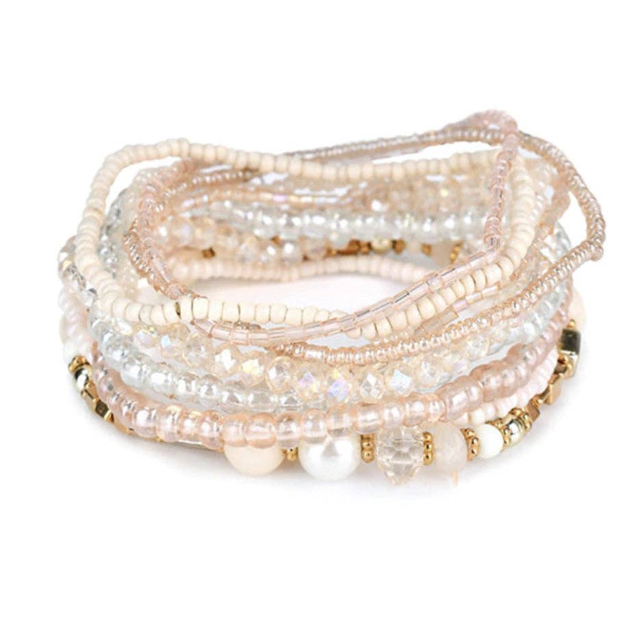 Light Pink Stretchy Bracelet Set Kate Tuesday Jewelry