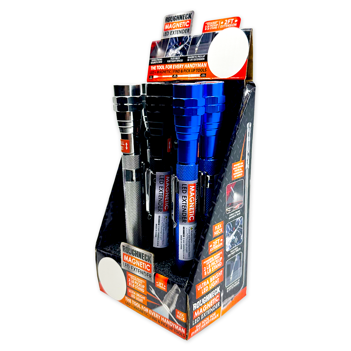 Roughneck Magnetic LED Flashlight Extender Tool - 6/Display