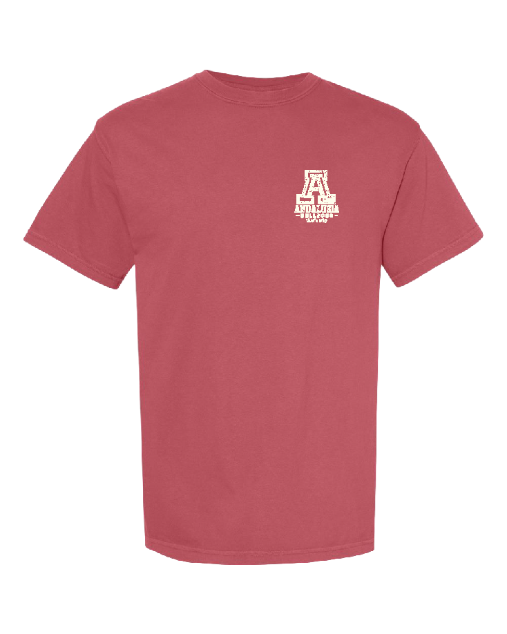 Andalusia Bulldogs Block A Tee - Crimson, front