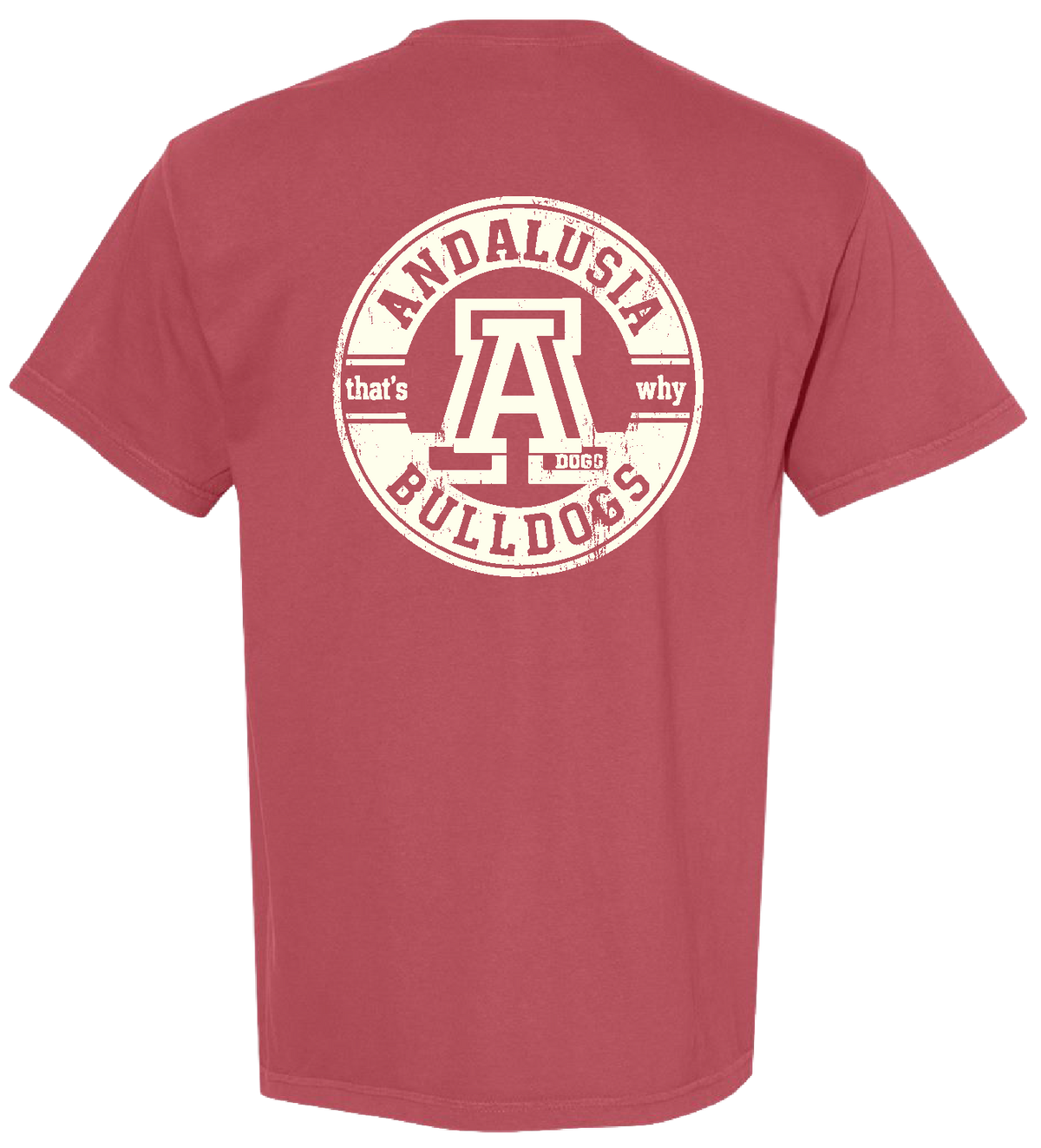 Andalusia Bulldogs Circle Stamp Tee - Crimson, back design