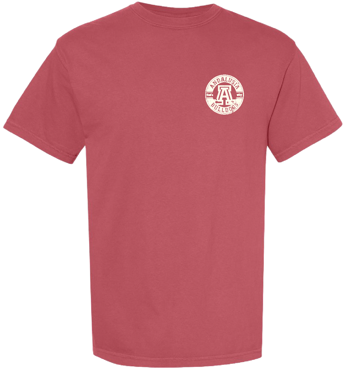 Andalusia Bulldogs Circle Stamp Tee - Crimson, front