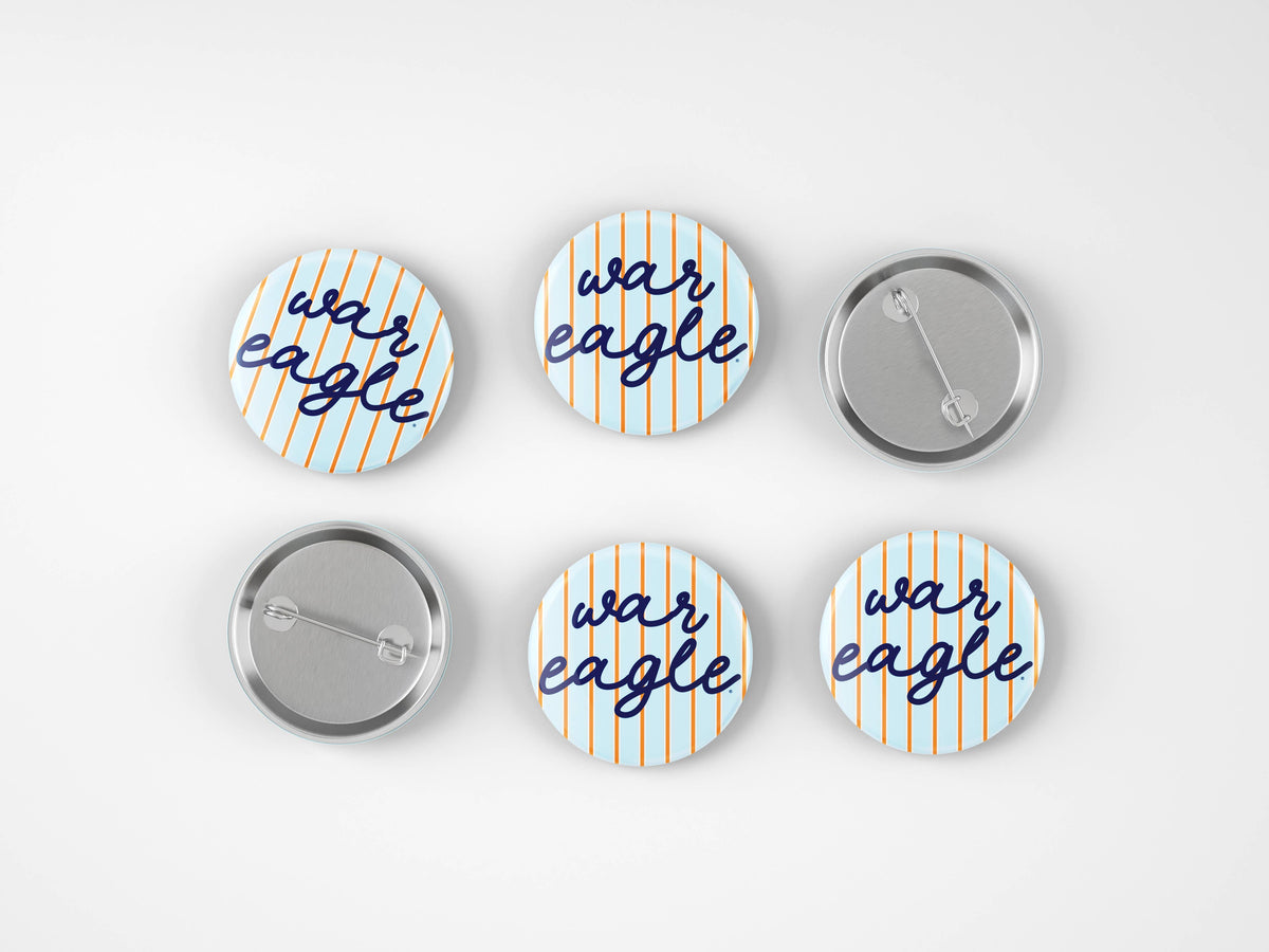 Auburn War Eagle Striped Button Cute As A Button