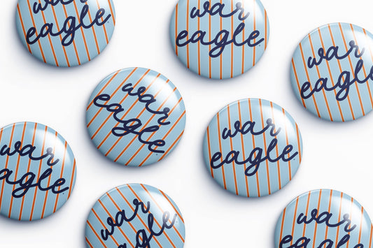 Auburn War Eagle Striped Button Cute As A Button