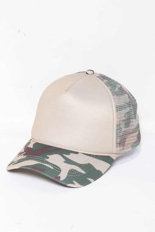 Camo Print Mesh Back Trucker Cap David And Young