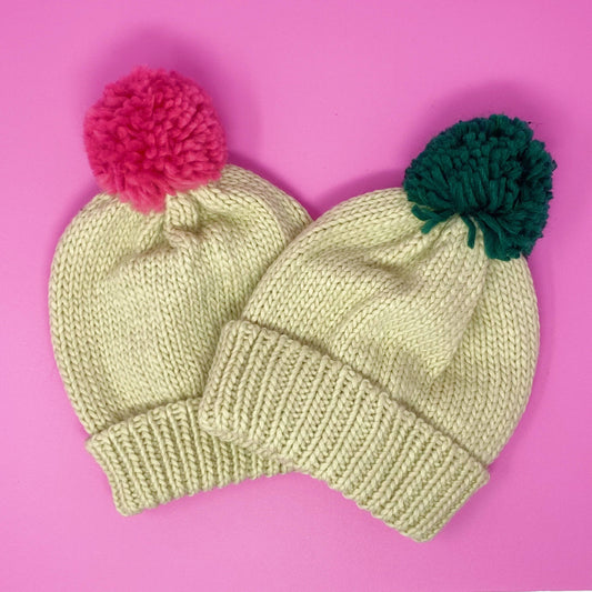 Vintage Charm Color Pom Beanie