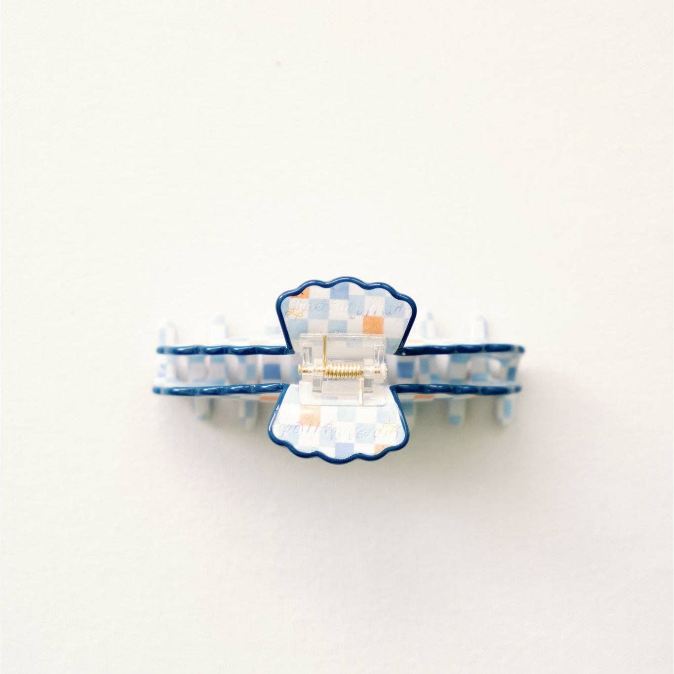 Orange and Blue Scalloped Claw Clip Gracefully Made Art