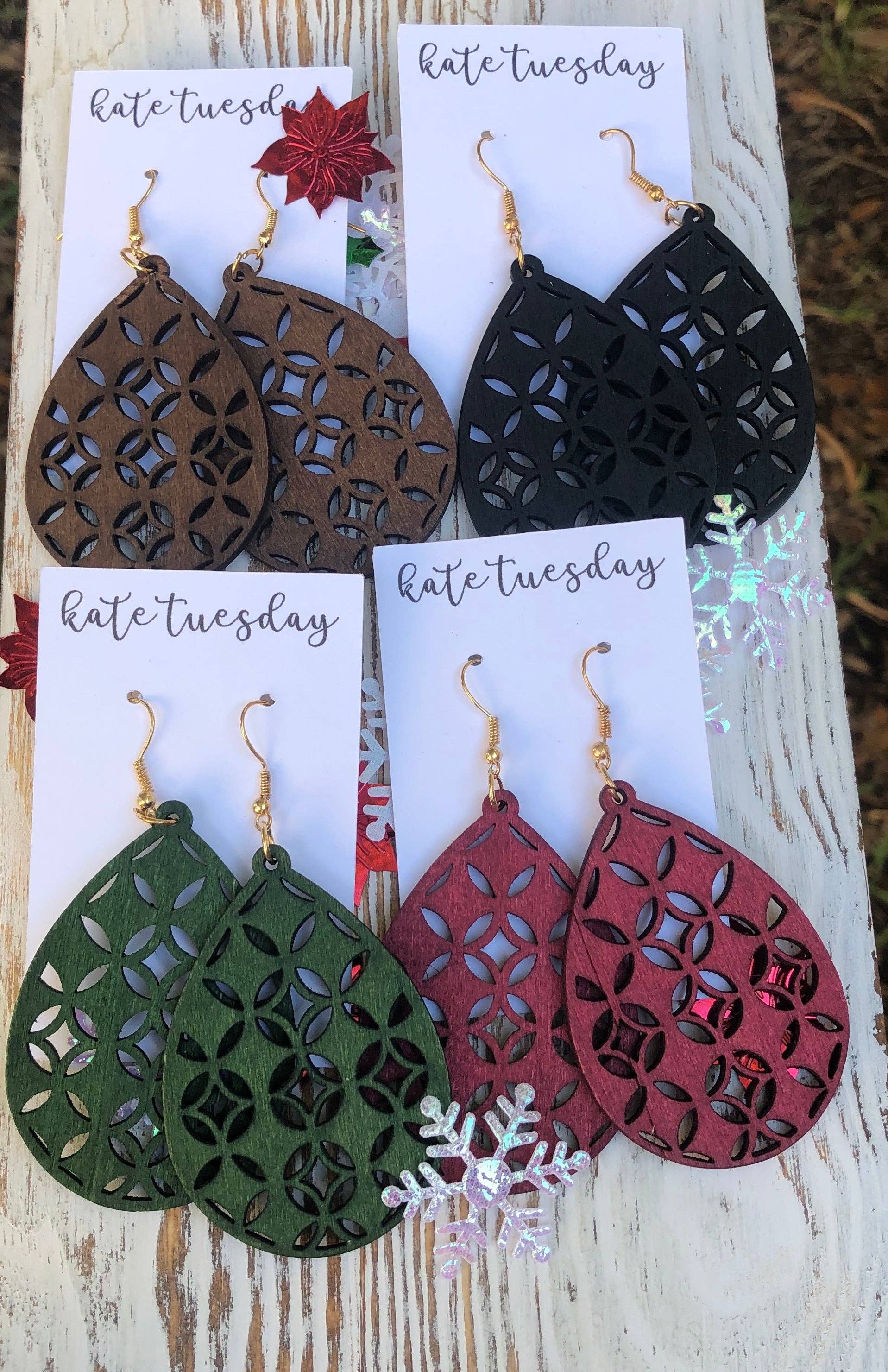 Wood Design Hang Earrings Kate Tuesday Jewelry