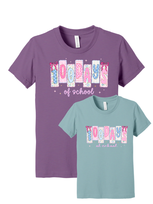 100 Days of School Bow Youth & Toddler T-Shirt Gallery 334